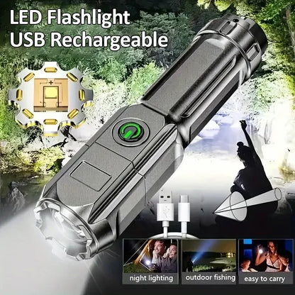 Super Bright LED Tactical Flashlight with Zoom and USB Charge