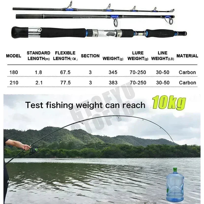 HookUpCo. 3-Piece Carbon Surf Fishing Rod 30-50lb - HookUpCo.