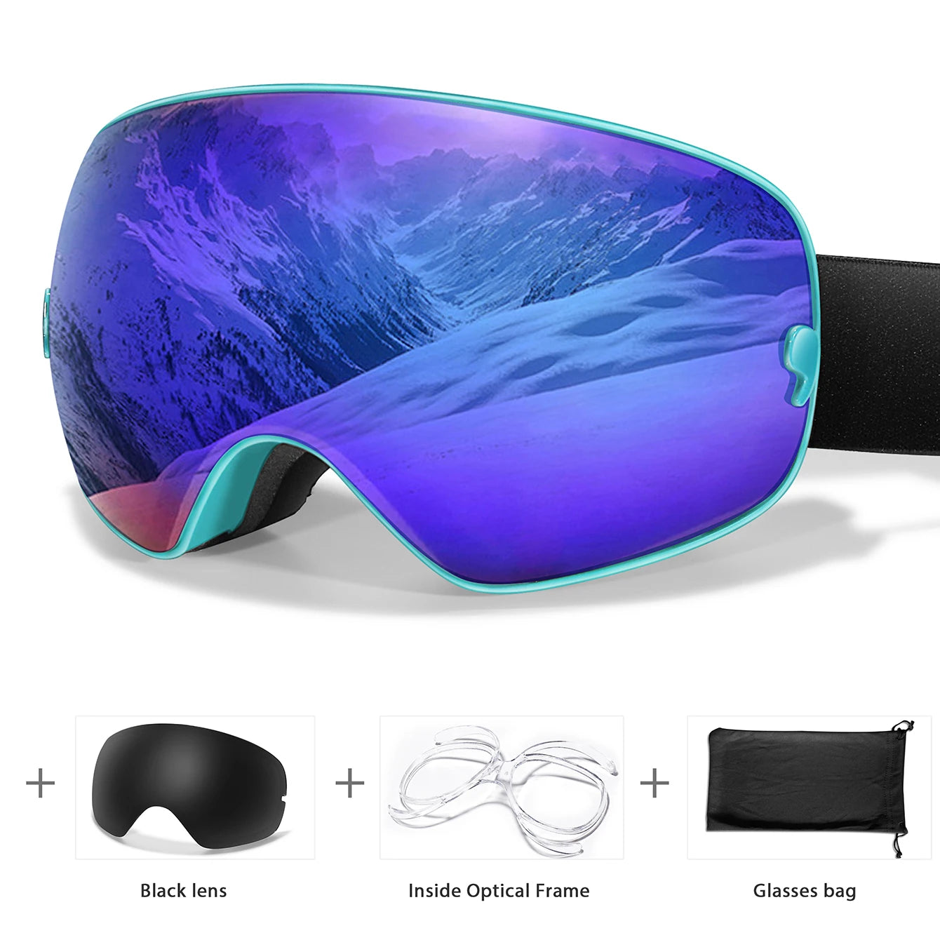 HookUpCo. Anti-Fog Ski Goggles with UV400 Protection