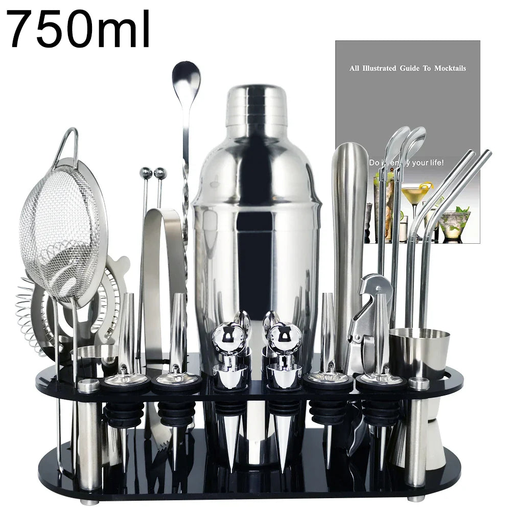 Boston Cocktail Shaker Set with Holder - 13-22 Pieces