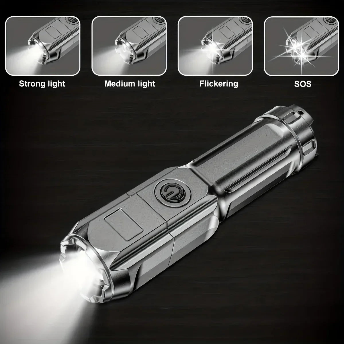 Super Bright LED Tactical Flashlight with Zoom and USB Charge