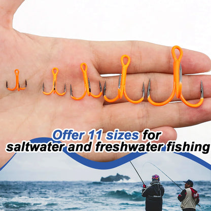 HookUpCo. 10Pcs UV Triple Treble Fishing Hooks - HookUpCo.