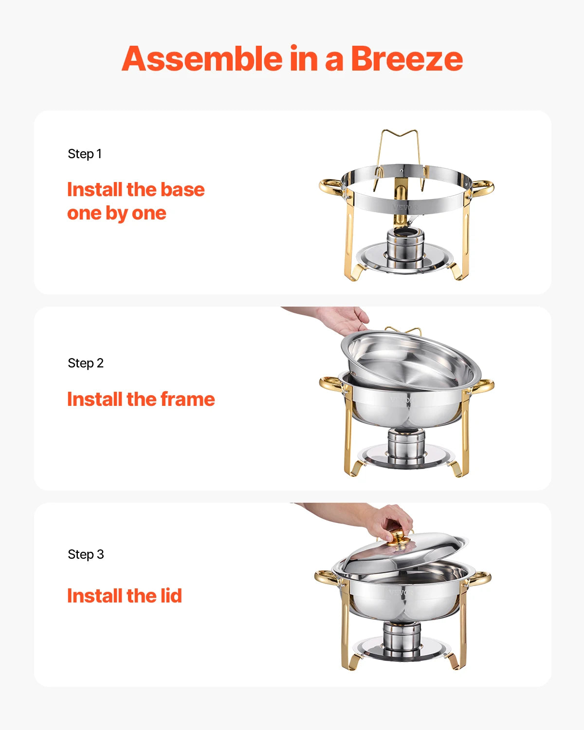HookUpCo. Stainless Steel Chafers