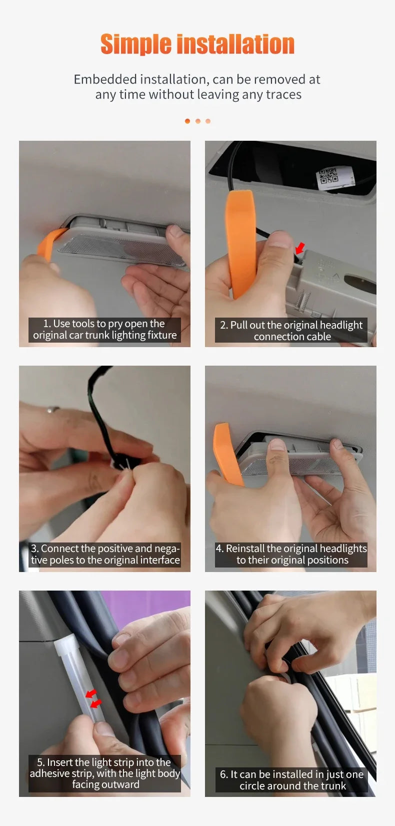 HookUpCo LED Car Trunk Light Strip