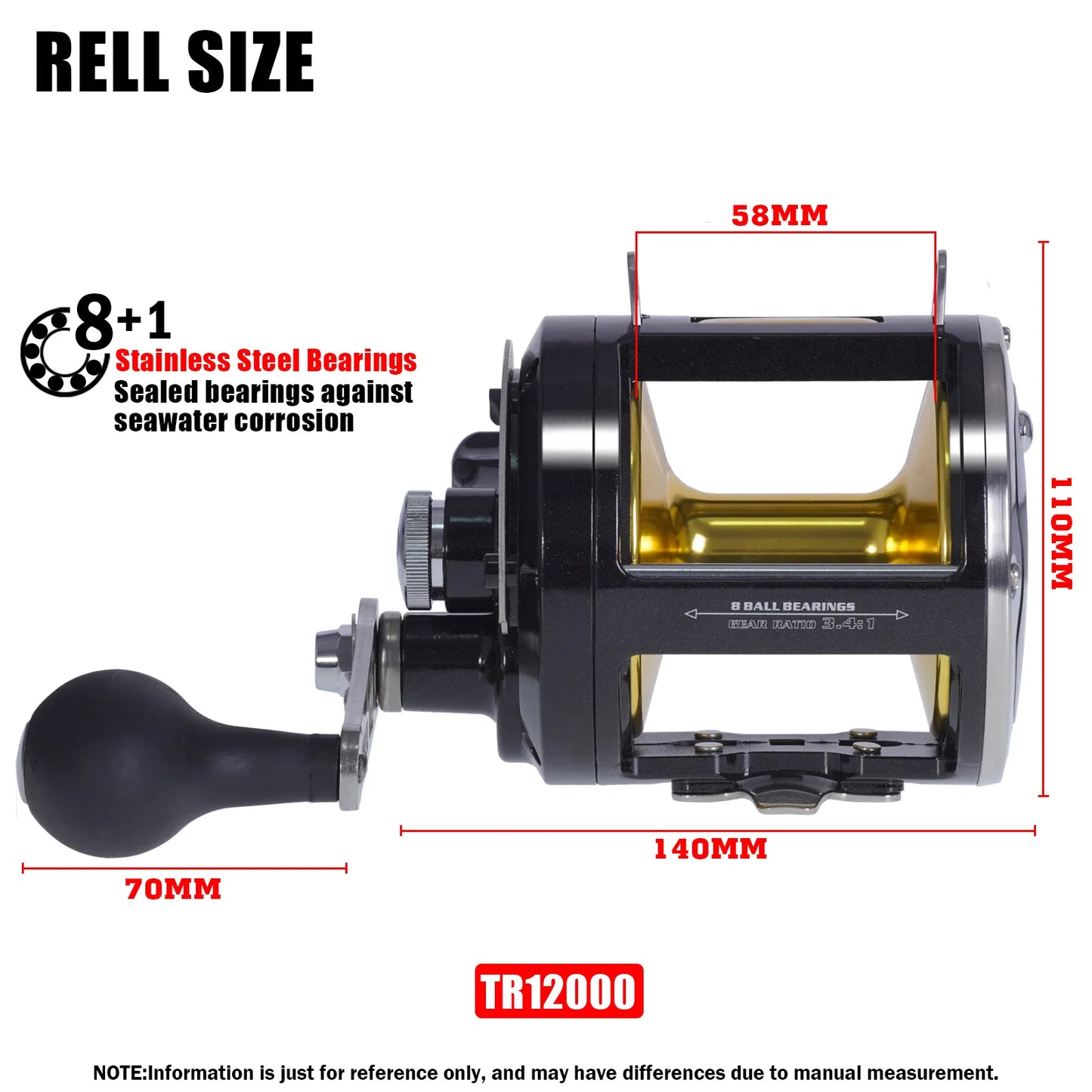 Trolling Fishing Reel 30KG of Drag - TB 12000