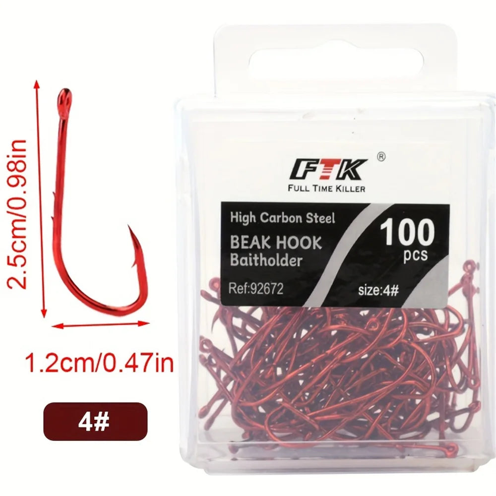 HookUpCo. Premium Red Barbed Fishing Hooks - HookUpCo.