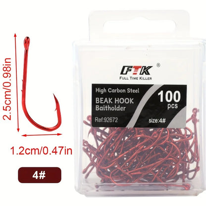 HookUpCo. Premium Red Barbed Fishing Hooks - HookUpCo.