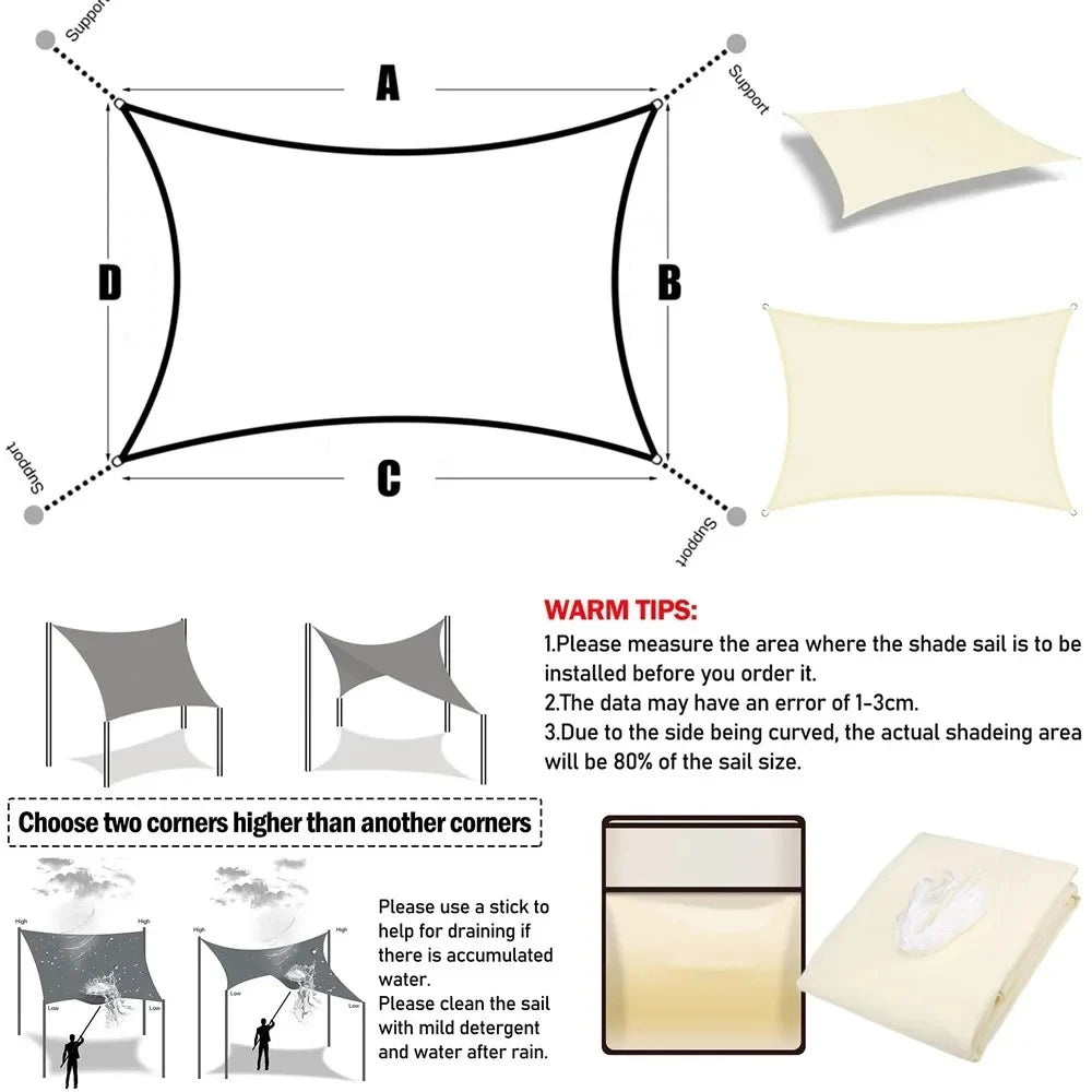 Waterproof UV Block Sun Shade Sail