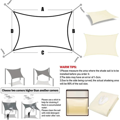 Waterproof UV Block Sun Shade Sail