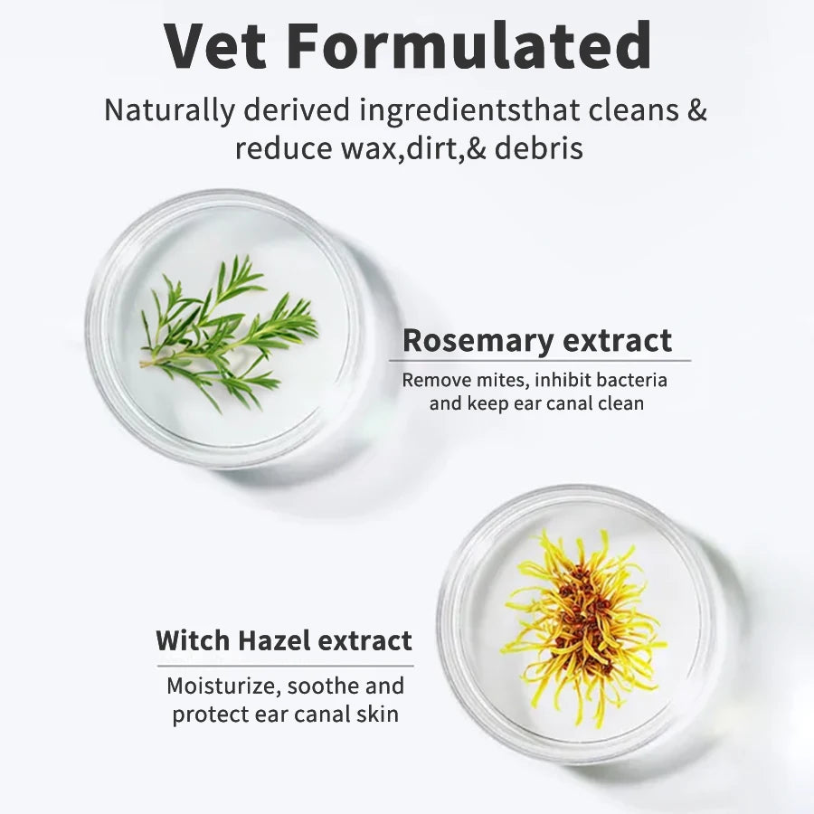 Gentle Pet Ear Wipes for Cats and Dogs, Soothing Clean Pads