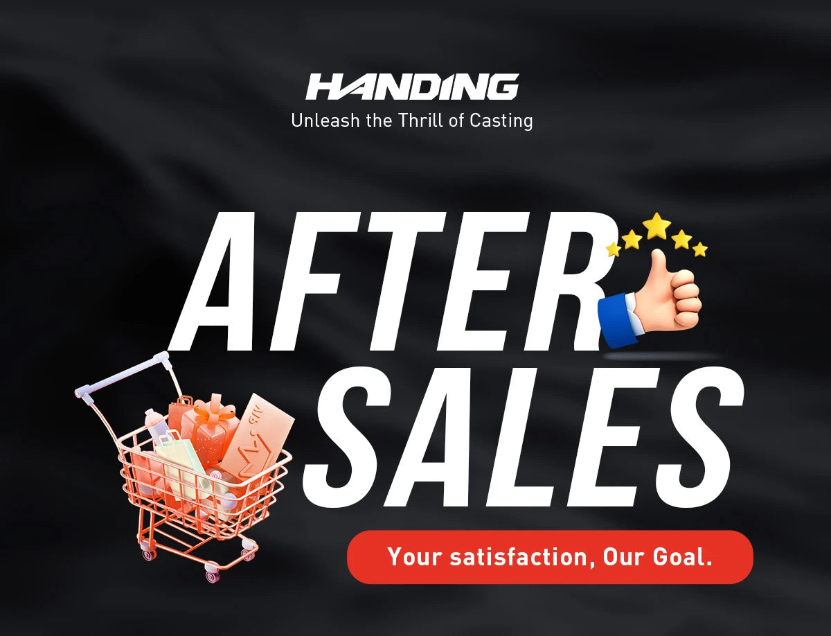 After-sales service banner with shopping cart, thumbs up emoji, and satisfaction message