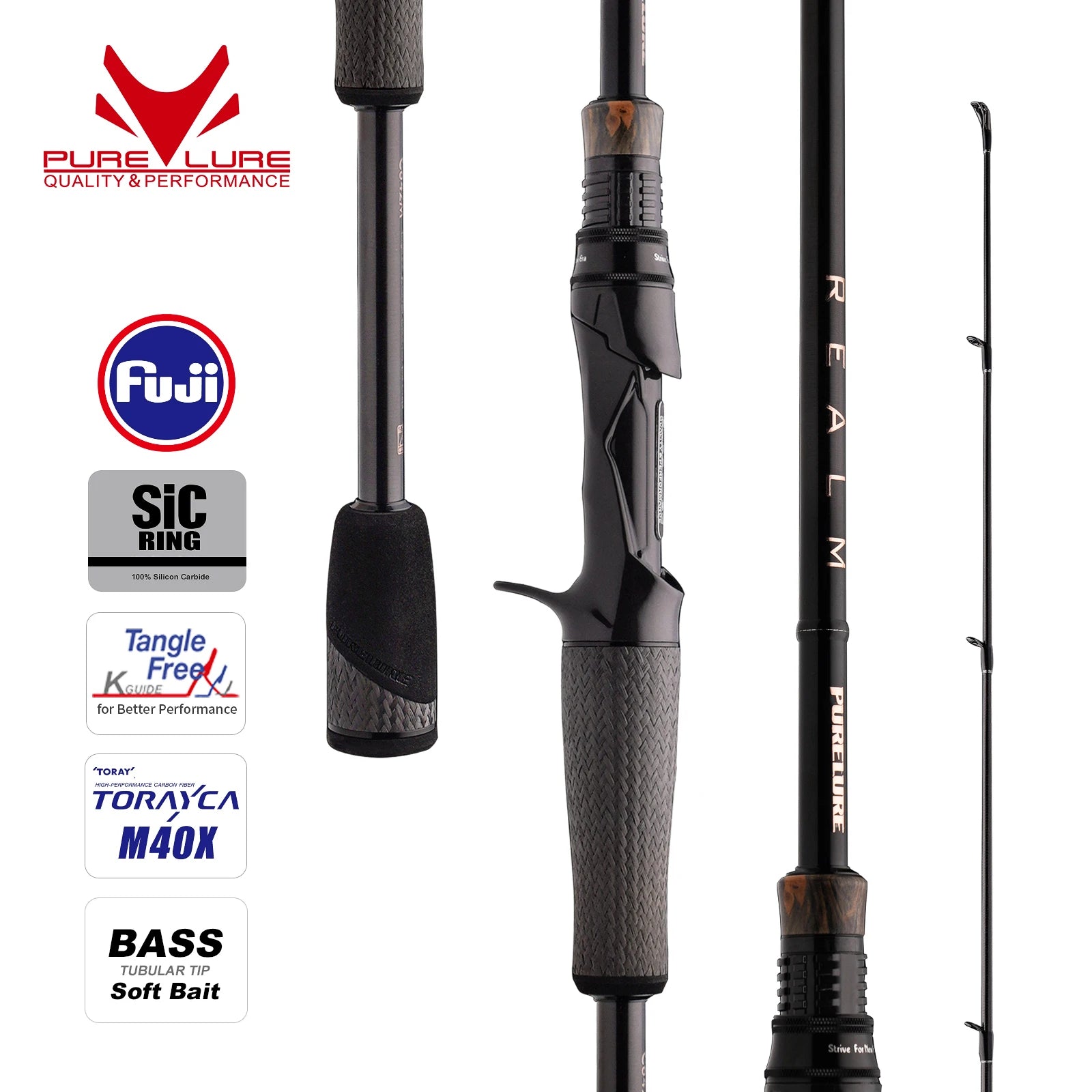 HookUpCo. Purelure Realm Bass Rod with Fuji Rings - HookUpCo.