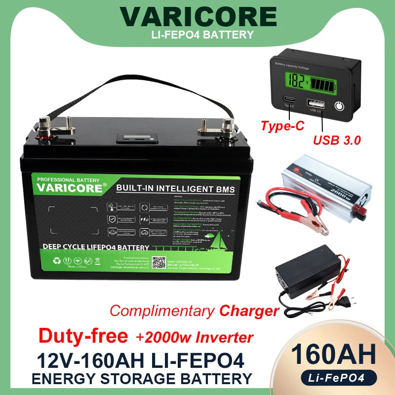HookUpCo. 12V LiFePO4 Battery with 340Ah Capacity