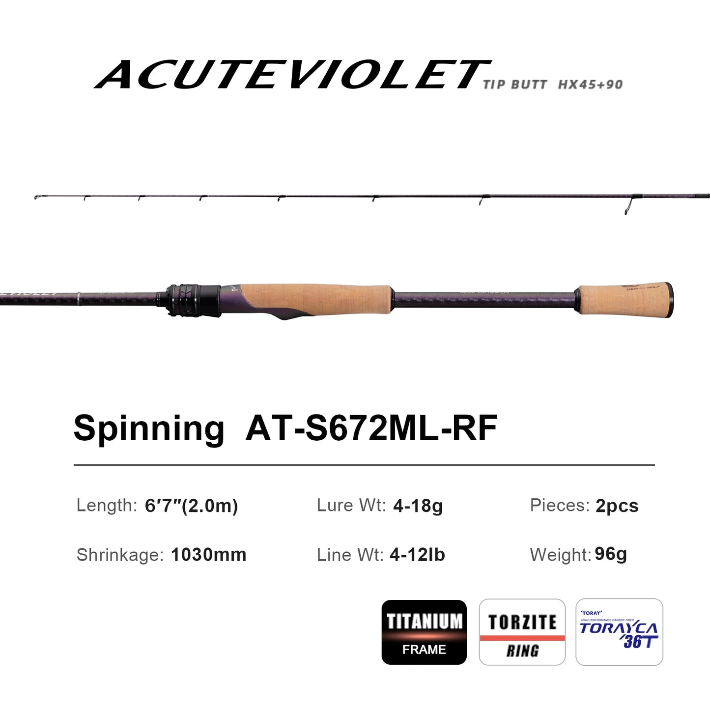 HookUpCo. Titanium Frame Spinning Fishing Rod 6FT