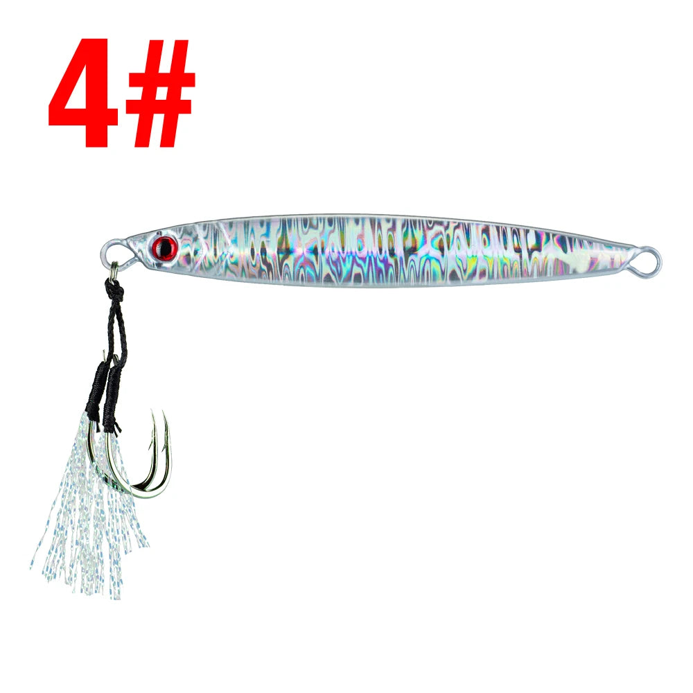 Metal Jigging Lure with 3D Eyes and Sharp Hooks