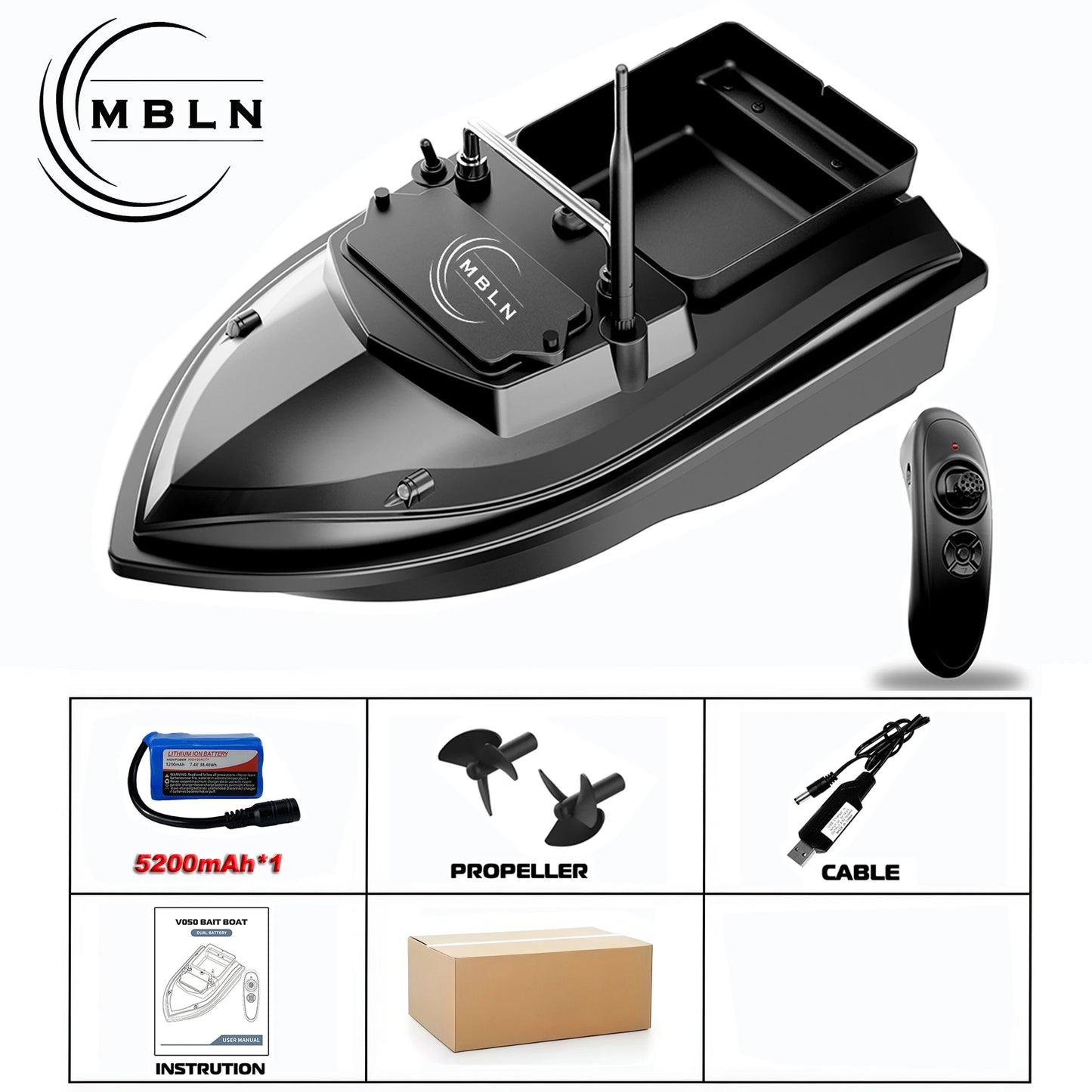 Remote Control Bait Boat with 2kg Capacity