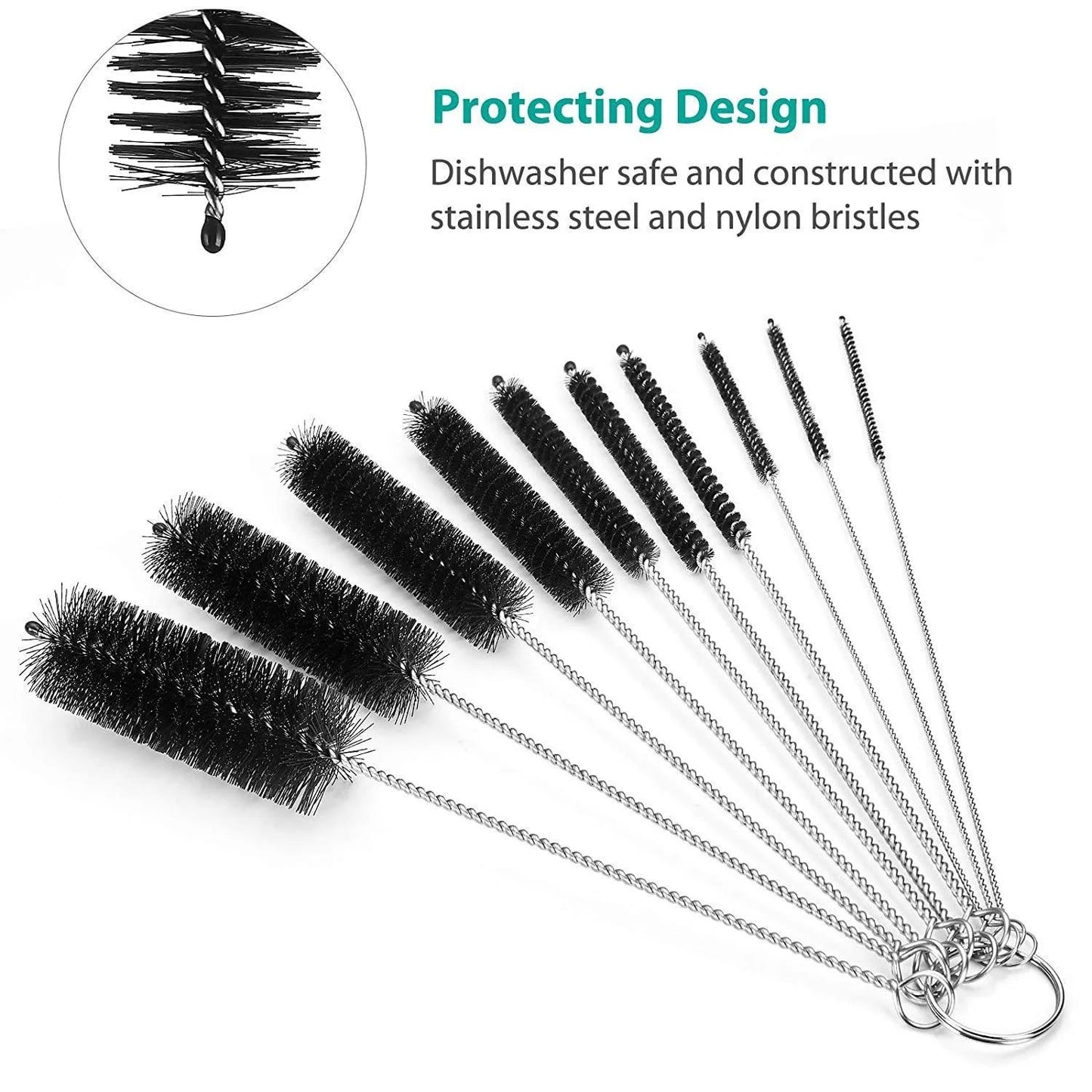 Versatile Stainless Steel Bottle Brushes