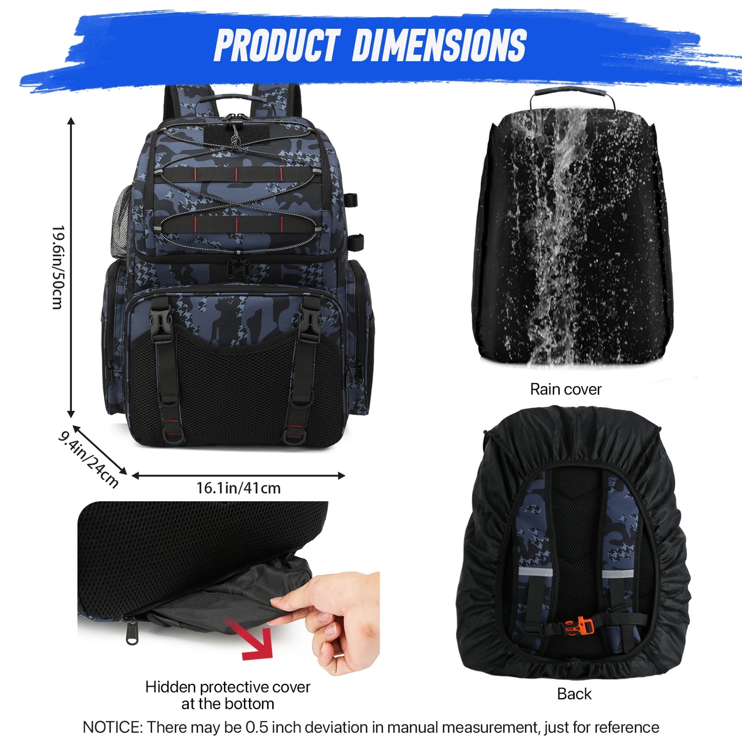 Multifunctional Fishing Backpack with Cooler and Rod Holders