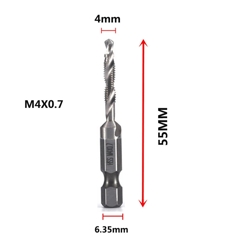 HookUpCo. Titanium Hex Shank Metric Tap Drill Bit Set
