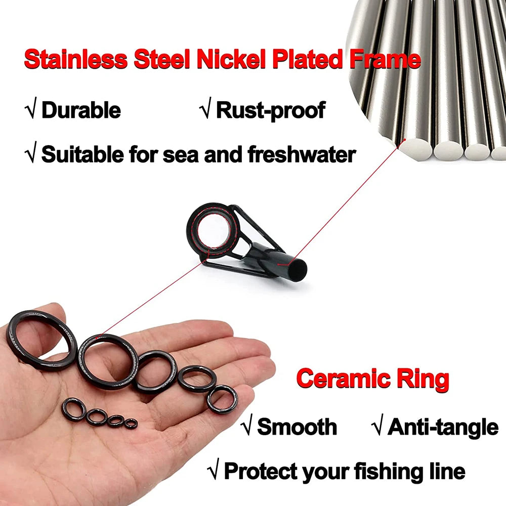 Stainless Steel Fishing Rod Guide Eye Rings Set - HookUpCo.