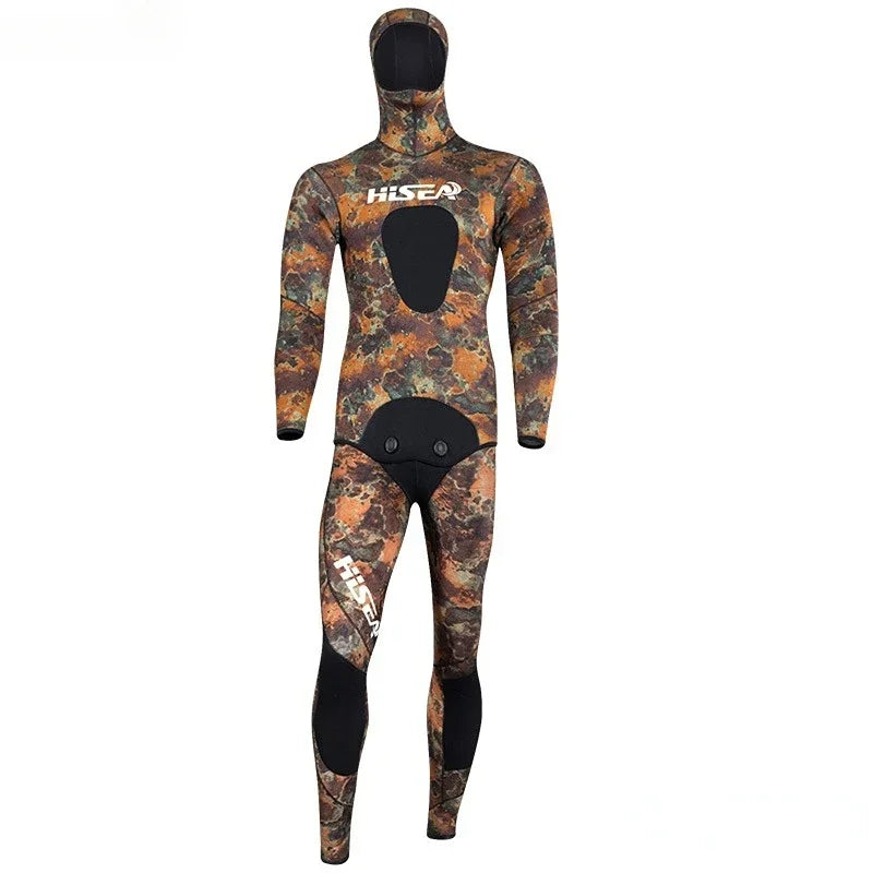 Hisea Men's Camouflage Wetsuits 3.5mm CR Triathlon CR Smooth Skin YAMAMOTO Hunter Open Cell Smooth Skin Neoprene Diving Suit