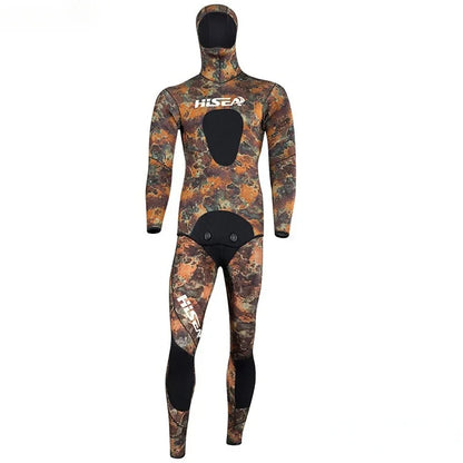 Hisea Men's Camouflage Wetsuits 3.5mm CR Triathlon CR Smooth Skin YAMAMOTO Hunter Open Cell Smooth Skin Neoprene Diving Suit