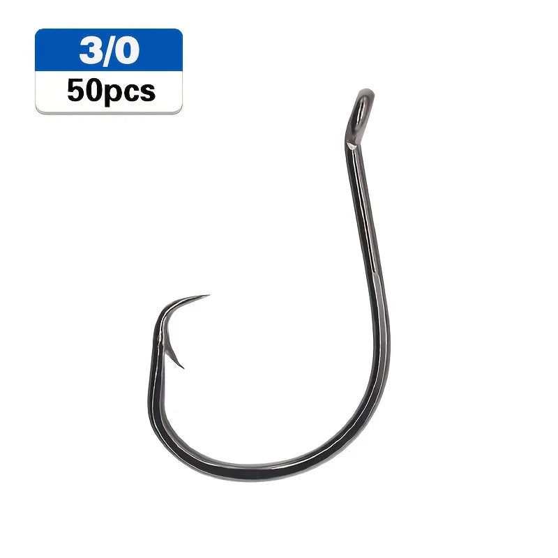 HookUpCo. 50 Premium Carbon Steel Octopus Circle Hooks