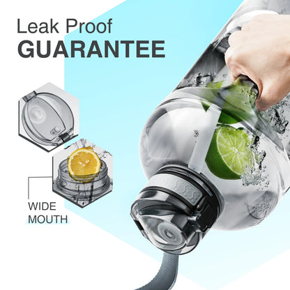 3L Motivational Water Bottle with Straw, BPA-Free, Leak Proof