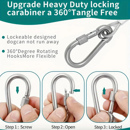 Double-Headed Dog Tie Out Cable Leash with Metal Buckle