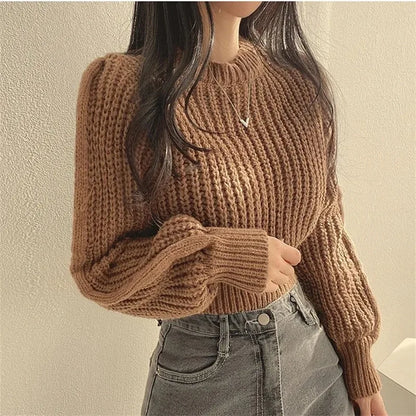 Chic Loose Vintage Lantern Sleeve Sweater for Women