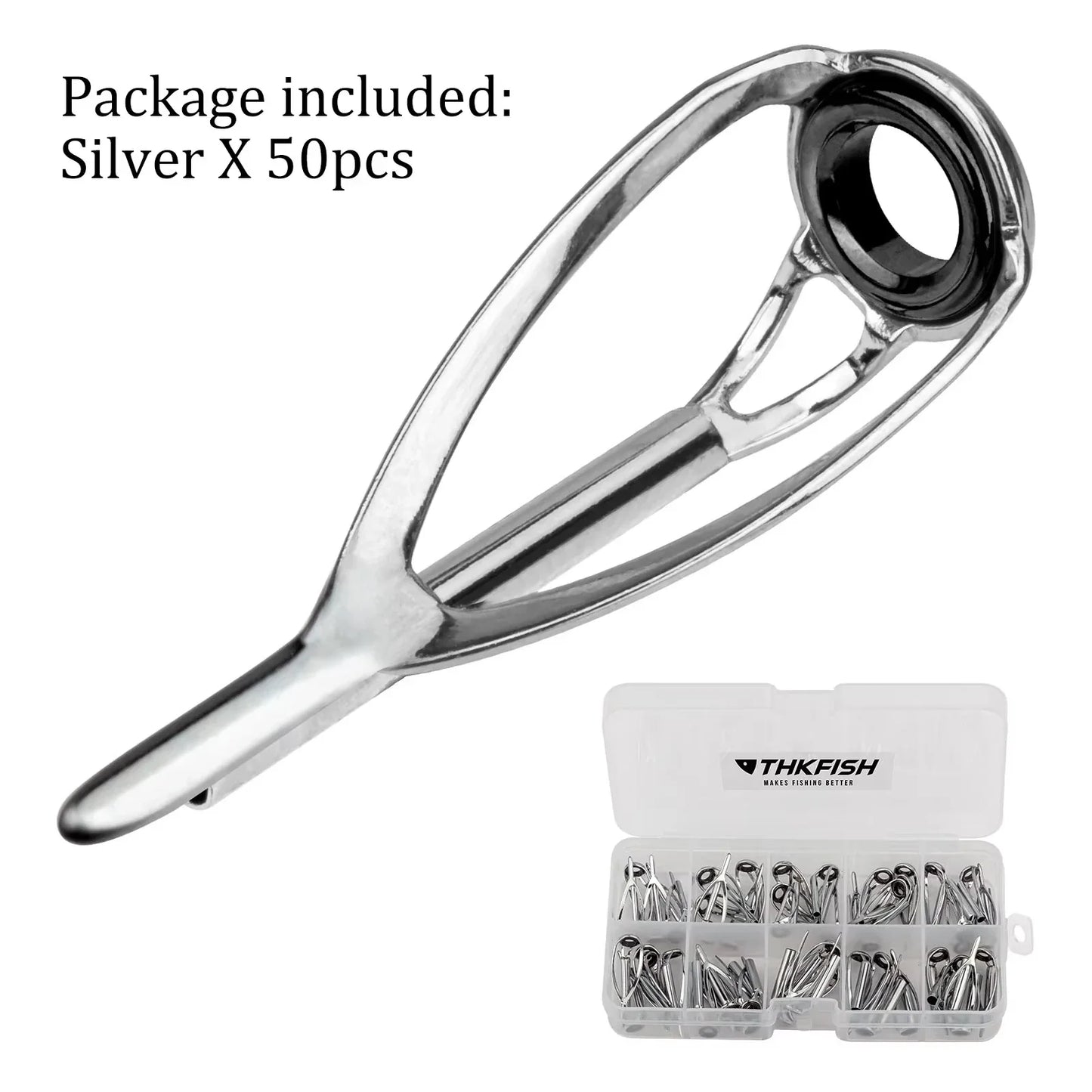 HookUpCo. 50-Pack Stainless Steel Fishing Rod Tip Repair Kit