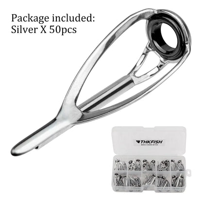 HookUpCo. 50-Pack Stainless Steel Fishing Rod Tip Repair Kit