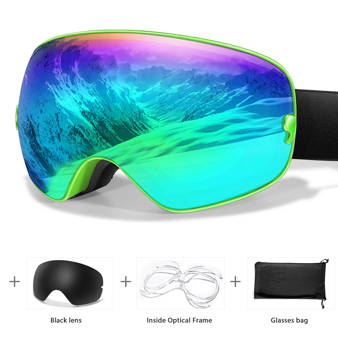 HookUpCo. Anti-Fog Ski Goggles with UV400 Protection