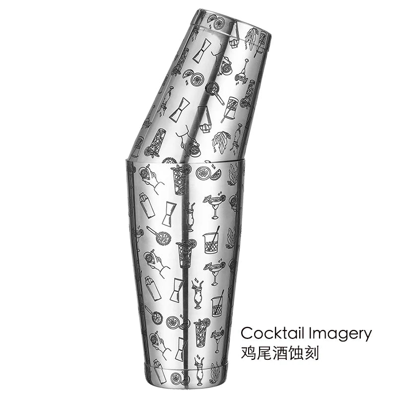 HookUpCo. Etched Pattern Cocktail Shaker Set