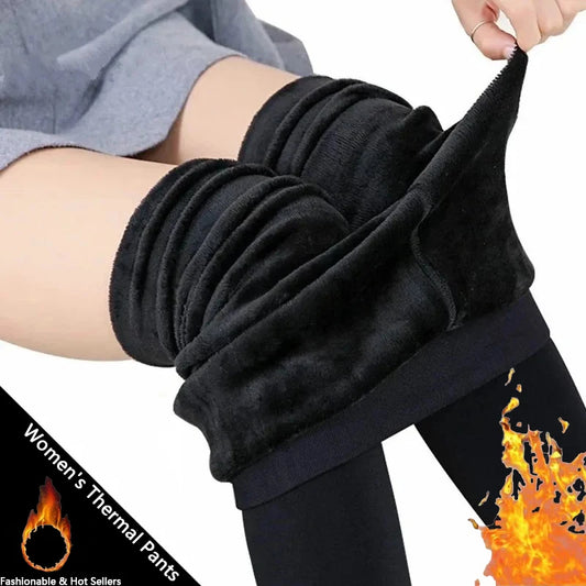 Warm High Waist Velvet Leggings for Women - Casual Comfort