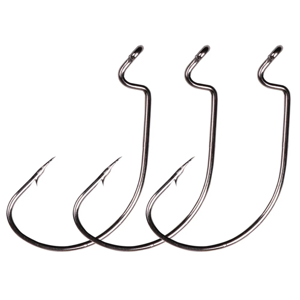 HookUpCo. 10-Piece Offset Worm Fishing Hooks - HookUpCo.