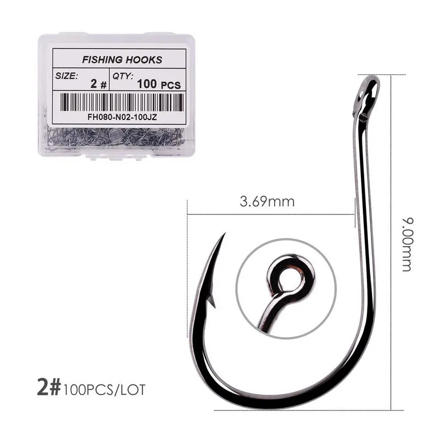 HookUpCo. 100pcs Circle Carp Fishing Hook Set - HookUpCo.