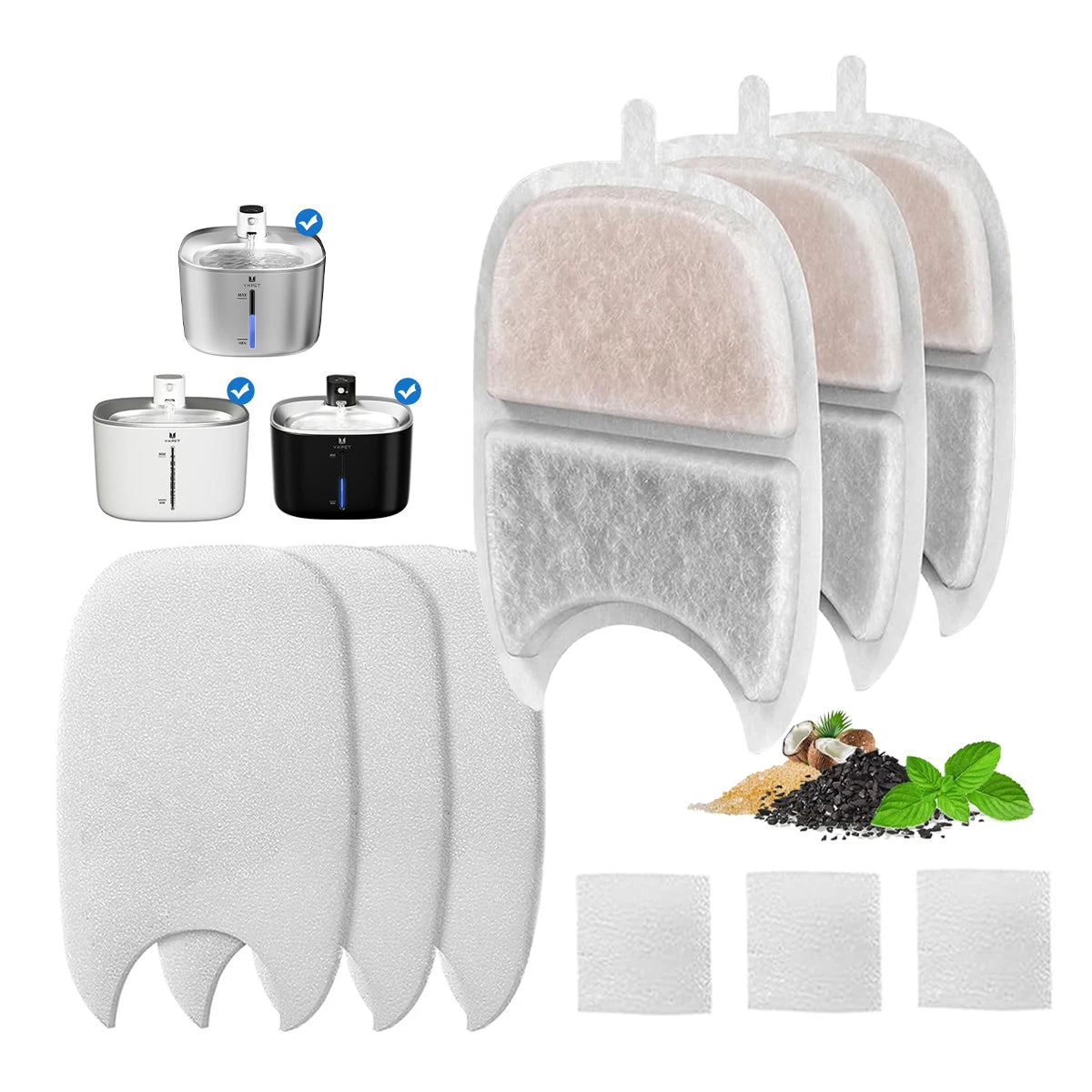 HookUpCo. Easy-Clean Cat Water Fountain Filters