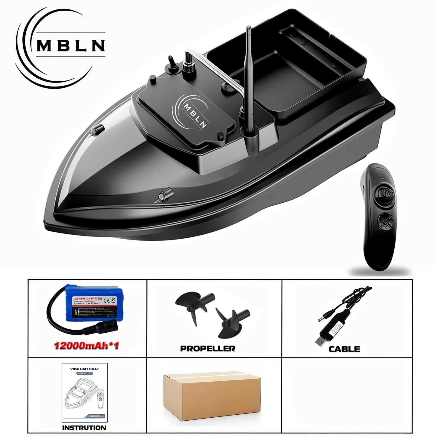 Remote Control Bait Boat with 2kg Capacity