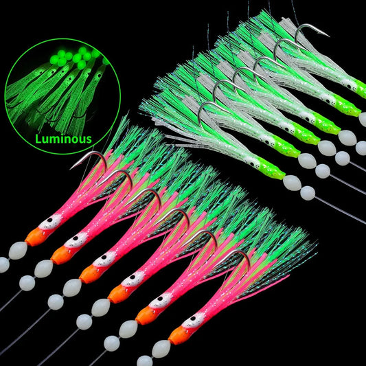 Luminous Soft Eel Sabiki Rigs for Saltwater Fishing Tackle