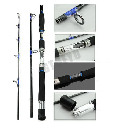 HookUpCo. 3-Piece Carbon Surf Fishing Rod 30-50lb - HookUpCo.