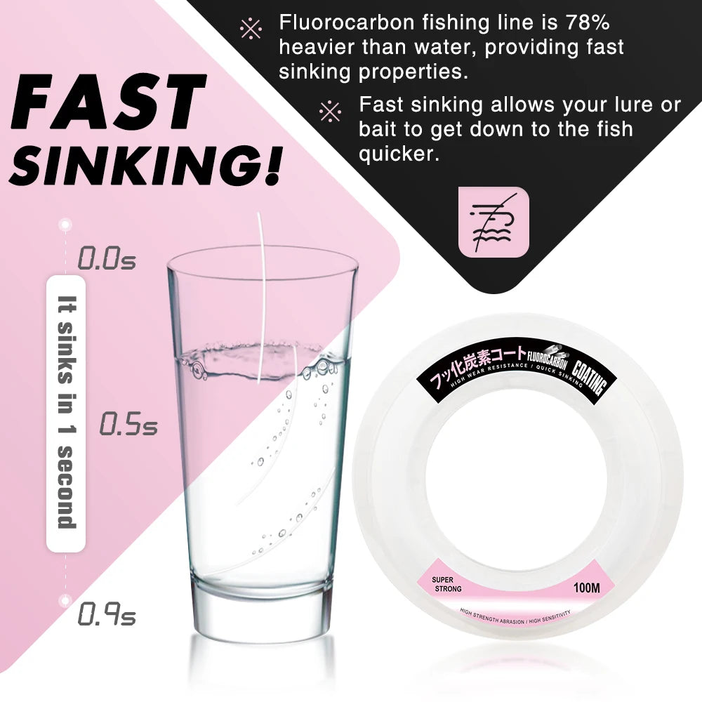 ZUKIBO Japan Fluorocarbon Coating Fishing Line - High Strength