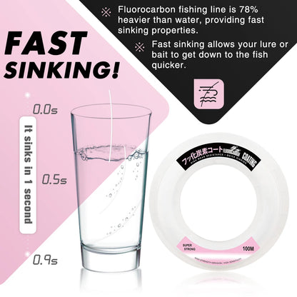 ZUKIBO Japan Fluorocarbon Coating Fishing Line - High Strength