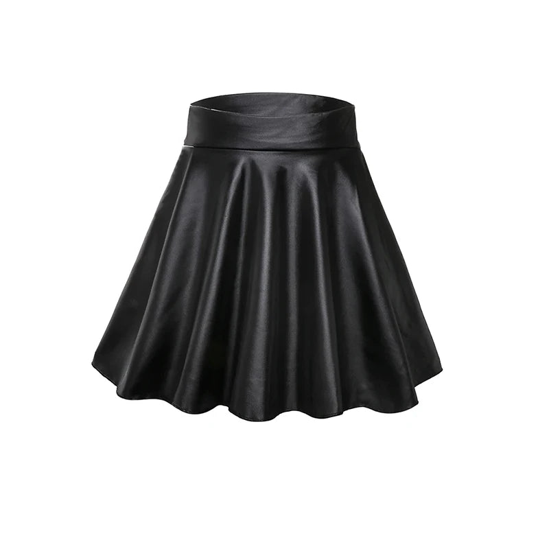 High Waist Faux Leather A-Line Mini Skirt for Women