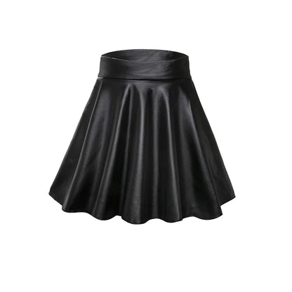 High Waist Faux Leather A-Line Mini Skirt for Women