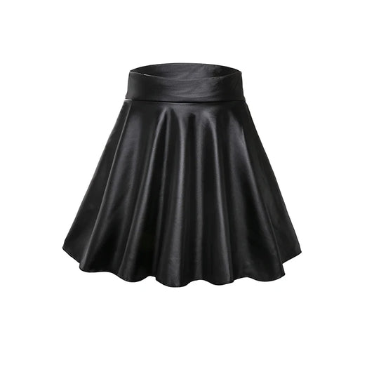 High Waist Faux Leather A-Line Mini Skirt for Women