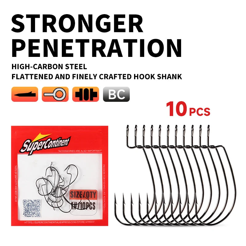 HookUpCo. High Carbon Steel Bass Fishing Hooks - HookUpCo.
