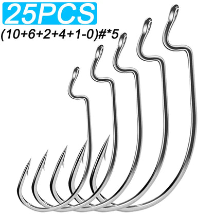 HookUpCo. 25 Wide Gap Hooks for Big Bass Fishing - HookUpCo.