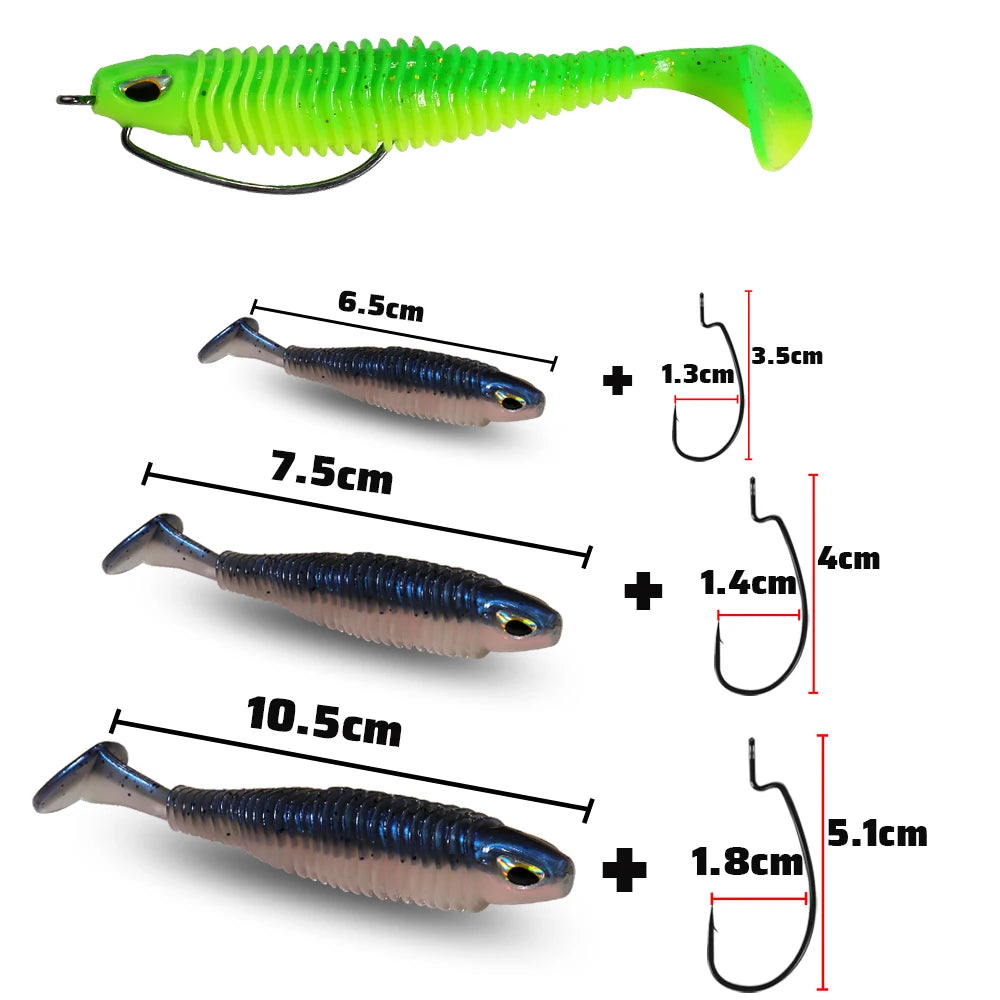 HookUpCo. Soft T Tail Fishing Lures - HookUpCo.