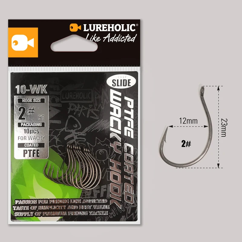 HookUpCo. PTFE Super Slide Wacky Fishing Hooks - HookUpCo.